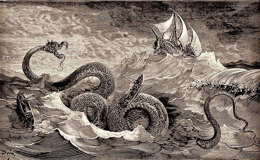 Чудовищный змей 8. Гюстав Доре Левиафан. Гюстав Доре чудовище Левиафан. Гюстав Доре Гравюры Левиафан. Гюстав Доре морские чудовища.