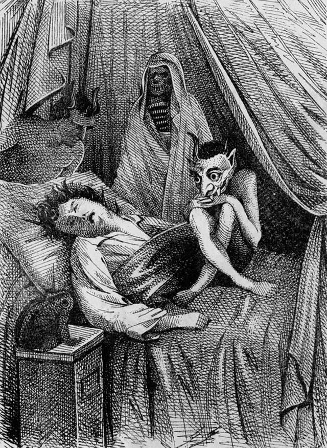 Фронтиспис к книге о снах и духах, иллюстрированной Фридрихом Фойгтом Лейпцигом (1854 г.)